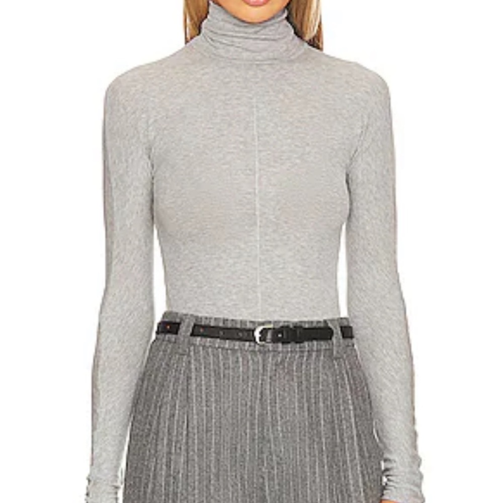 NWT All Saints Francesco Roll Neck Long Sleeve Top in Grey Marle Size 0‎